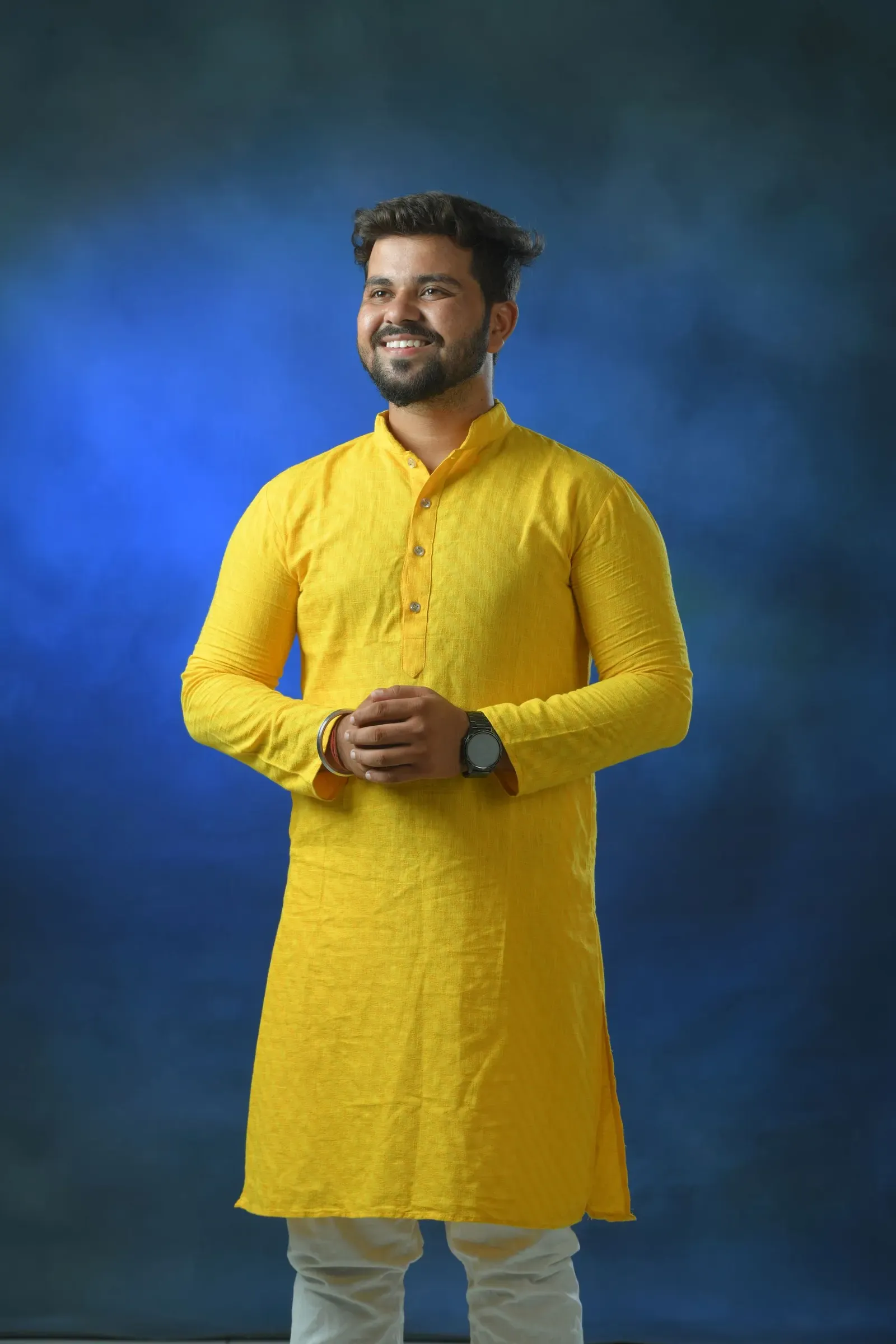 Haldi Cotton Slub Kurta, detail
