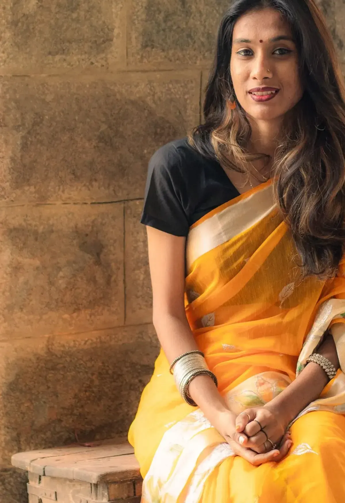 Haldi Cotton Silk Saree with Zari Border, detail